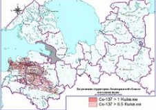 Карта Чернобыльского следа в Ленинградской области